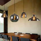 Retro Industrial Pendant Lamp with Glass – Smoky Glass Shade