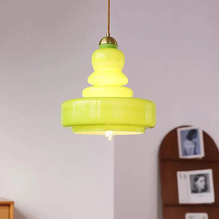 Designer Hanging Lamp with Milk Glass Bauhaus