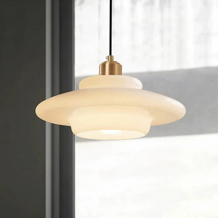 Hanging Ceiling Lamp with Milk White Glass