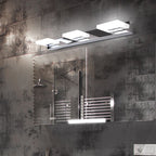 Arisha Design LED Square Mirror Wall Sconce Modern Metal/Acrylic Silver Bathroom