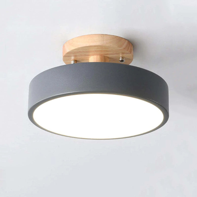 Orya Round LED Flush Mount Ceiling Light Modern Wood Colorful