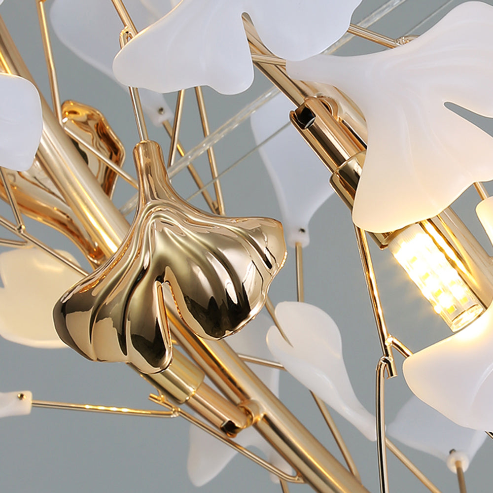 Jarn Leaf Suspension / Modern Multi Metal / Ceramic Gold / White Living Room