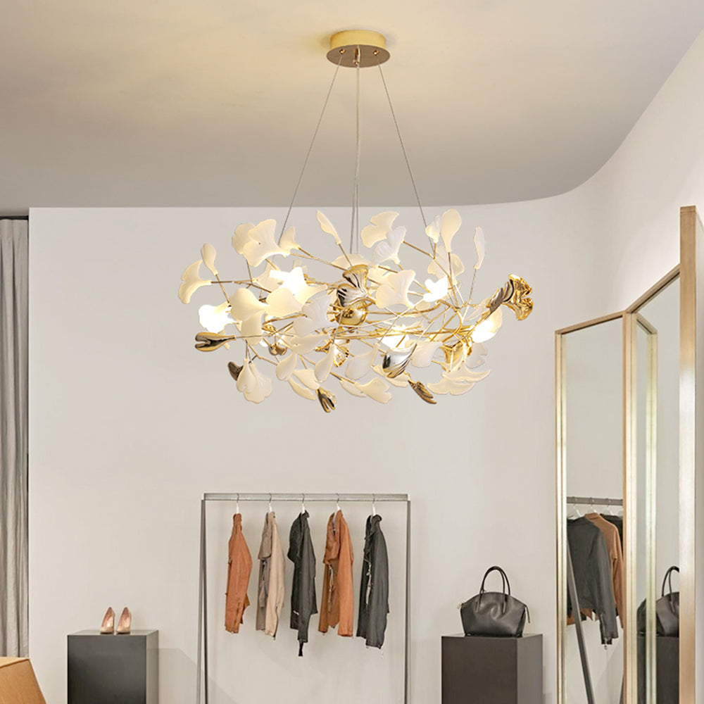 Jarn Leaf Suspension / Modern Multi Metal / Ceramic Gold / White Living Room