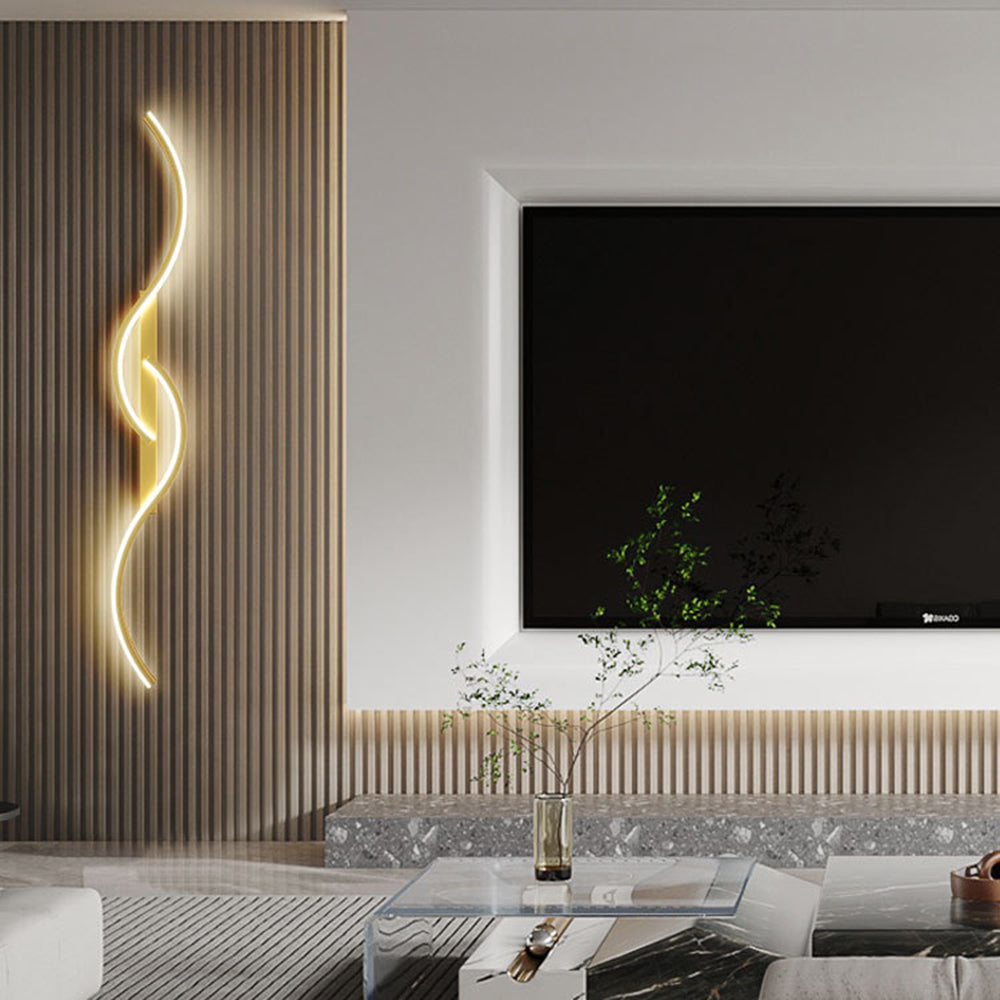 Lumor Modern Wave Design Wall Sconce Black/Gold Living Room