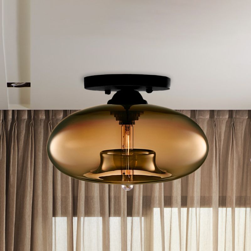 Valentina Industrial Art Deco Globe Flush Mount Ceiling Light Living Room