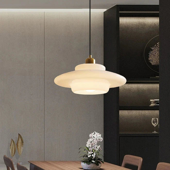 Hanging Ceiling Lamp with Milk White Glass