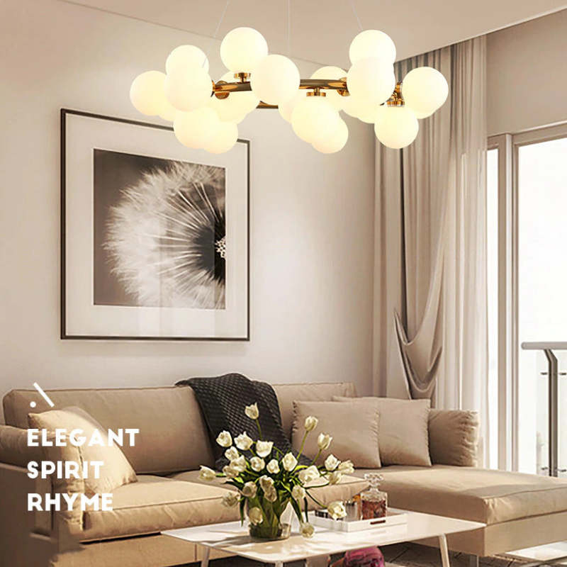 Valentina Bass Glass Bubble Golden Chandelier