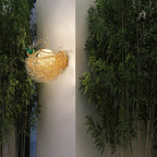 Opal Glass Globe Wall Sconce Light with Bird Nest Design Postmodern 1 Light Gold Wall Lamp, 14"/15" Wide