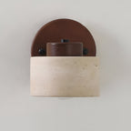 Minimalist Travertine Wood Cylinder Wall Sconce LED 1-light