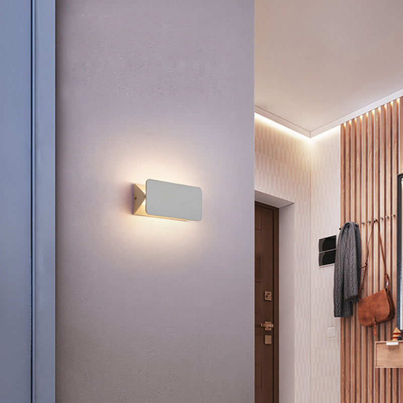 Modern Rectangular Wall Sconce, Metal, White, Garden