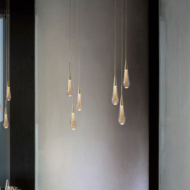 Kristy Pendant Light Drop Shape Gold Bedroom Crystal/Metal 1/3/5-bulb