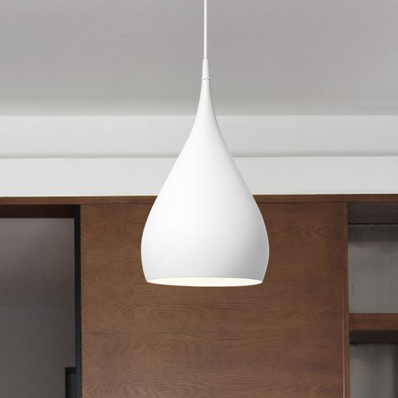 6.5"/10" Wide Teardrop Pendant Lighting Modern Metal 1 Light Black/White/Red Hanging Light