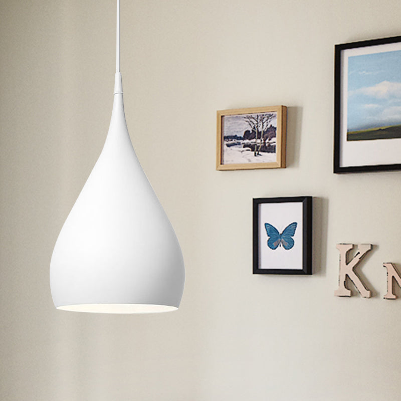 6.5"/10" Wide Teardrop Pendant Lighting Modern Metal 1 Light Black/White/Red Hanging Light