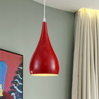 6.5"/10" Wide Teardrop Pendant Lighting Modern Metal 1 Light Black/White/Red Hanging Light