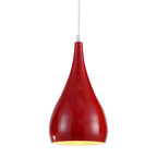 6.5"/10" Wide Teardrop Pendant Lighting Modern Metal 1 Light Black/White/Red Hanging Light