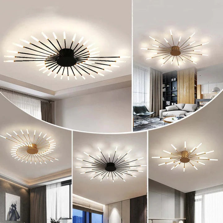 Wesley Ceiling Light Fireworks Artistic Design Black/Gold