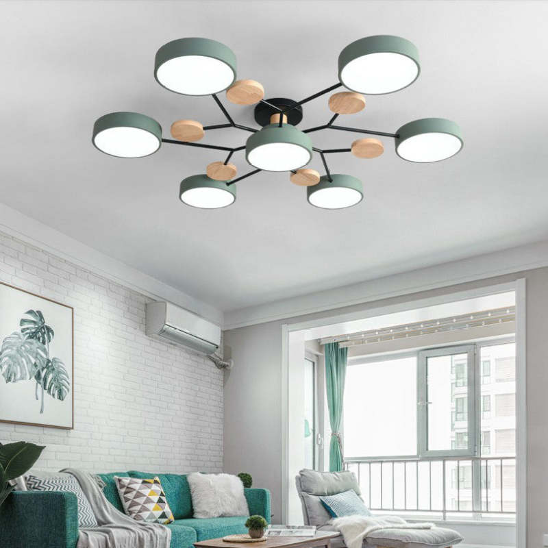 Arisha Geometric Flush Mount Ceiling Light Acrylic/Wood Living Room