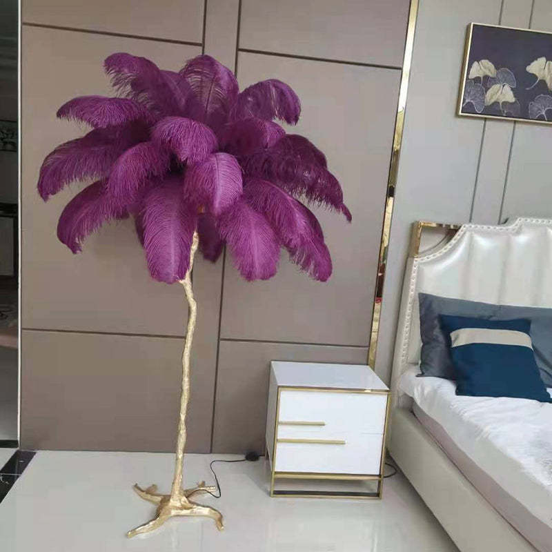 Luxury Feather/Colored Metal Floor Lamp