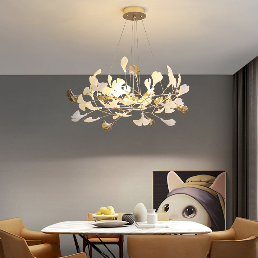 Jarn Leaf Suspension / Modern Multi Metal / Ceramic Gold / White Living Room