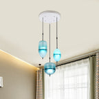 Modernist Teardrop Cluster Pendant Glass 3 Lights Living Room Hanging Light Fixture in Blue