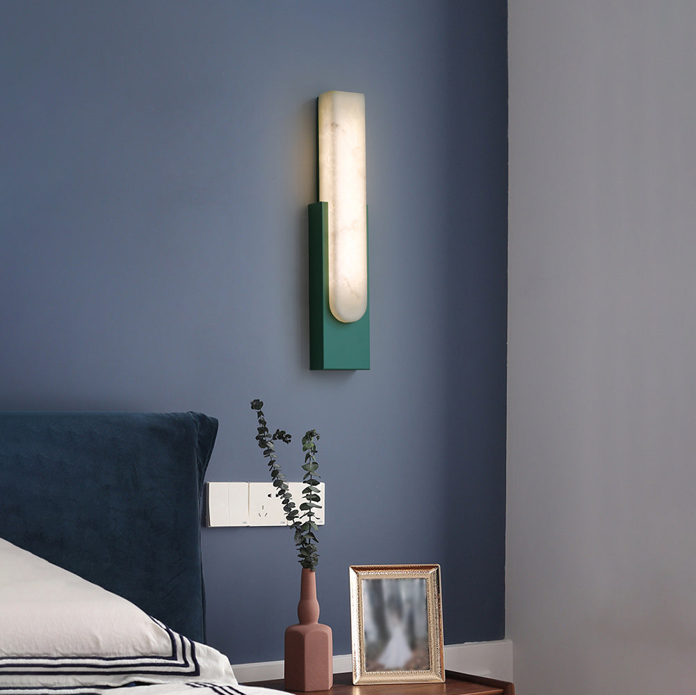 Modern Alabaster-Effect Brass Wall Sconce LED 1-Light
