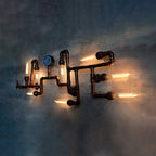 Maze Design Metal Wall Lighting with Pressure Gauge Steampunk 8-Light Bathroom Wall Sconce in Bronze