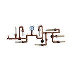 Maze Design Metal Wall Lighting with Pressure Gauge Steampunk 8-Light Bathroom Wall Sconce in Bronze
