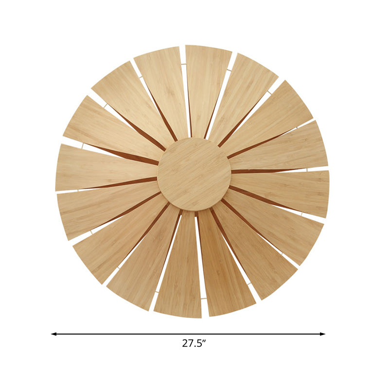 19.5"/23.5" Dia Circular Wall Sconce Lighting Modern Style Wood Veneer 1 Light Living Room Wall Lamp