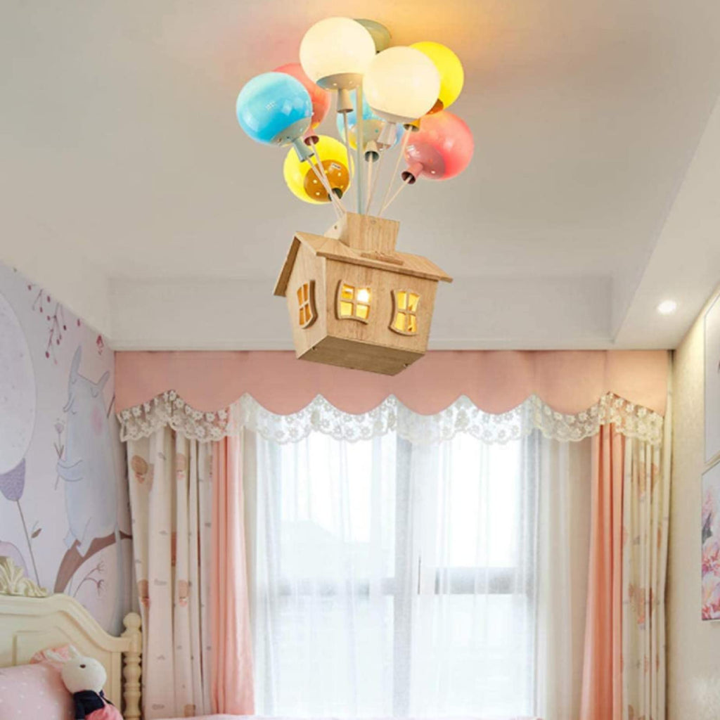 Aria Designer Flush Mount Ceiling Light Wood Children's Room