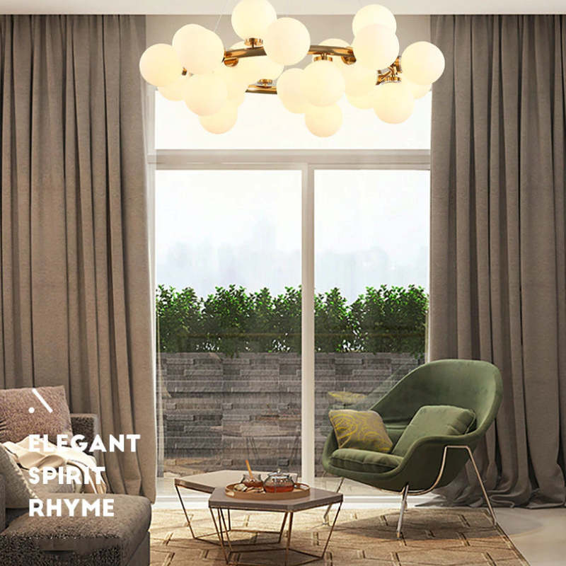 Valentina Bass Glass Bubble Golden Chandelier