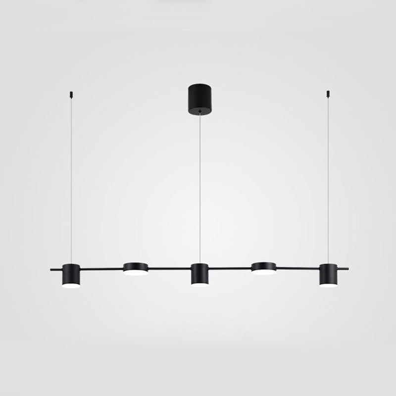 Drum Aluminum Island Pendant Modern Simple 3/5-Head Black/Gold Ceiling Light Fixture in Warm/White Light
