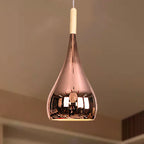 1 Bulb Teardrop Shade Hanging Light Fixture Contemporary Chrome/Rose Gold Metal Pendant Ceiling Light for Kitchen