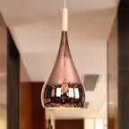 1 Bulb Teardrop Shade Hanging Light Fixture Contemporary Chrome/Rose Gold Metal Pendant Ceiling Light for Kitchen