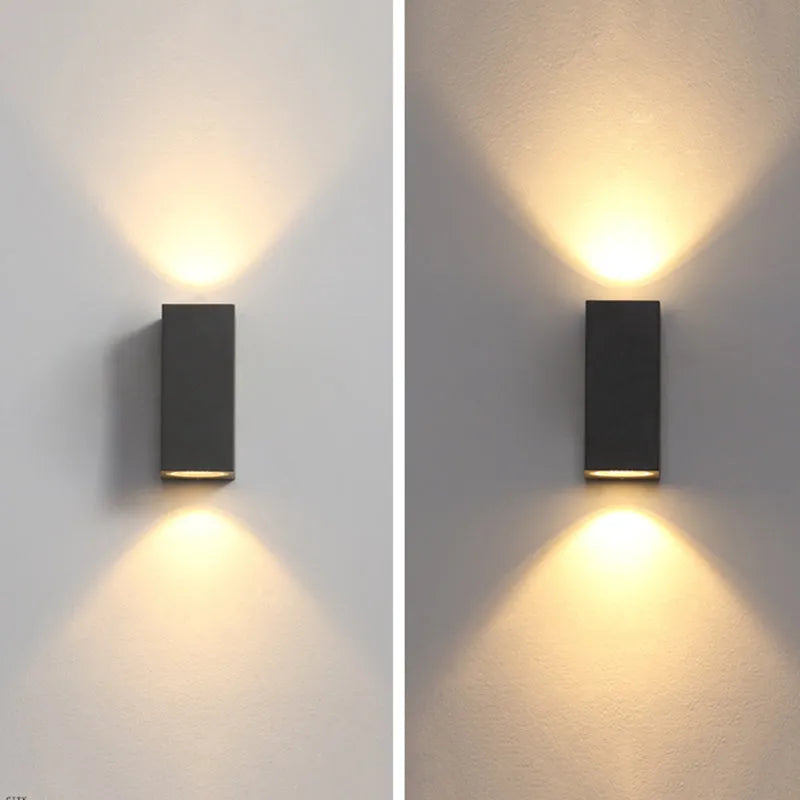 Tavon Minimalist Metal Square Outdoor Wall Lamp, Black