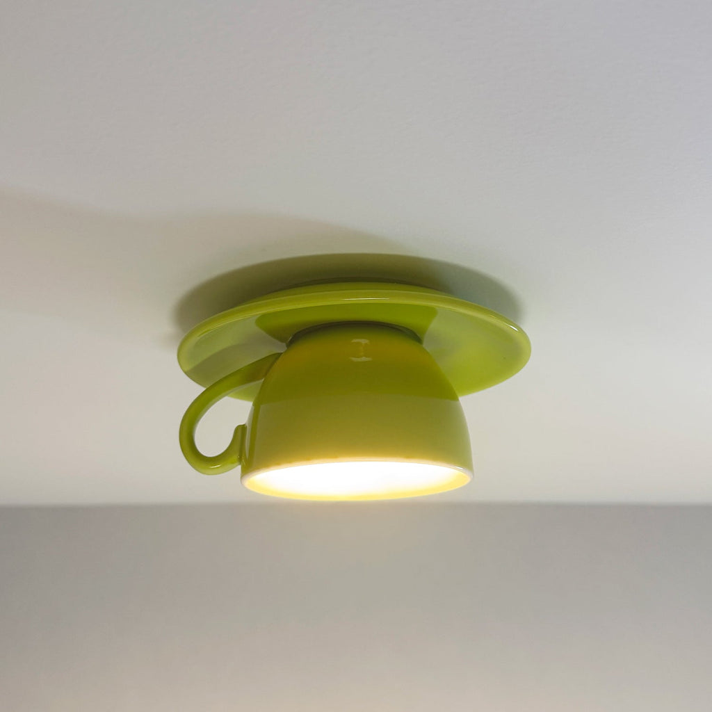 Teyo Modern Ceramic Coffee Cup Ceiling Light Blue/Pink/Yellow