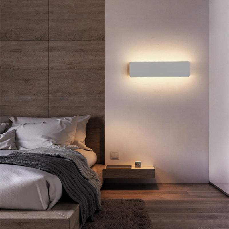 Modern Rectangular Wall Sconce, Metal, White, Garden