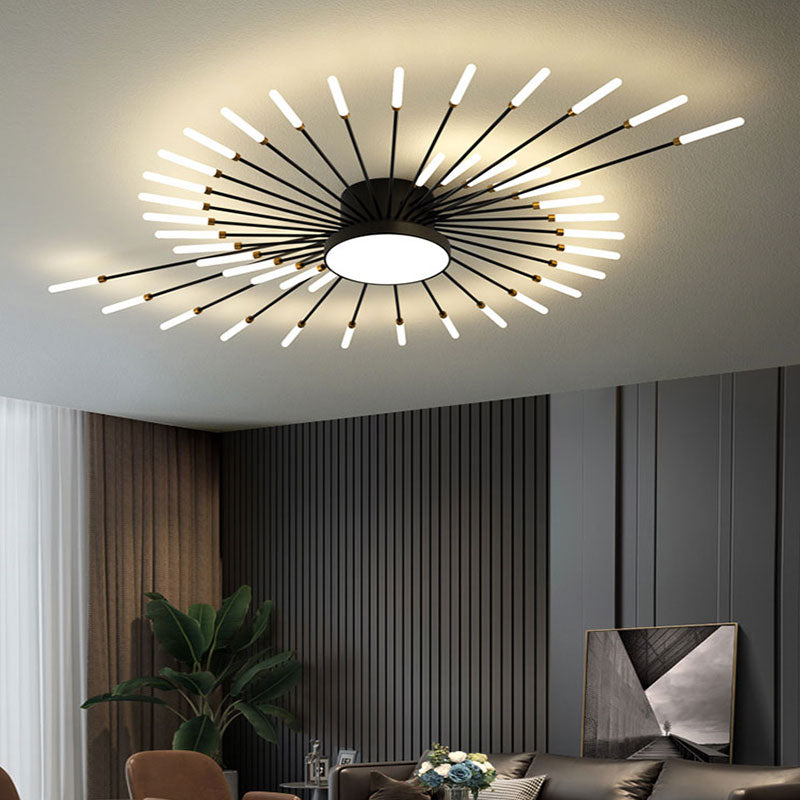 Wesley Modern Linear Firework Ceiling Light Black/Gold