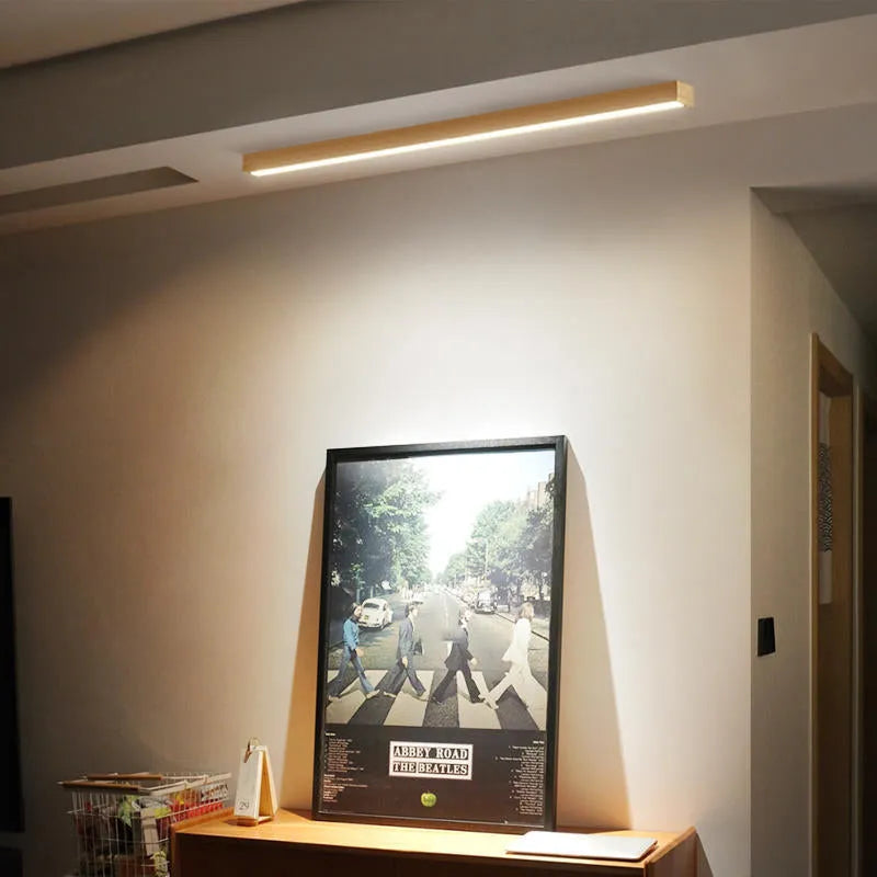 Arisha Linear Slim Ceiling Light, Wood