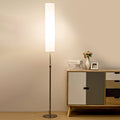 Cylinder Living Room Floor Reading Light Fabric 1-Light Minimalist Floor Stand Lamp in White