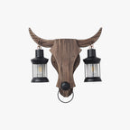 Austin Wall Lamp Bull Shape Vintage, 2 Heads Wood/Metal, Bedroom