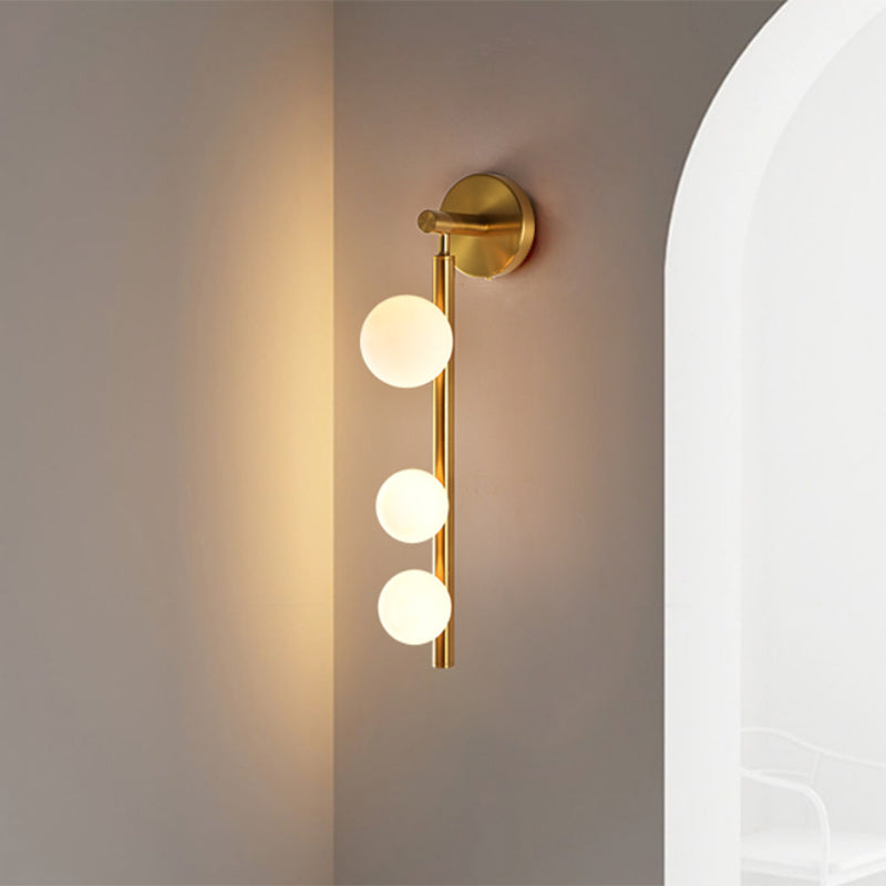 Vertical Linear Wall Mount Lighting Post-Modern Metal 3-Head Gold Finish Wall Sconce Lamp for Corner