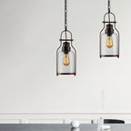 Black/Rust 1 Light Pendant Ceiling Light Farmhouse Clear Glass Mason Jar Hanging Lamp