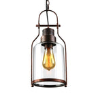 Black/Rust 1 Light Pendant Ceiling Light Farmhouse Clear Glass Mason Jar Hanging Lamp