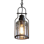 Black/Rust 1 Light Pendant Ceiling Light Farmhouse Clear Glass Mason Jar Hanging Lamp