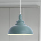 1 Bulb Bowl Hanging Fixture Industrial Stylish Pink/Yellow Metal Pendant Lamp for Living Room