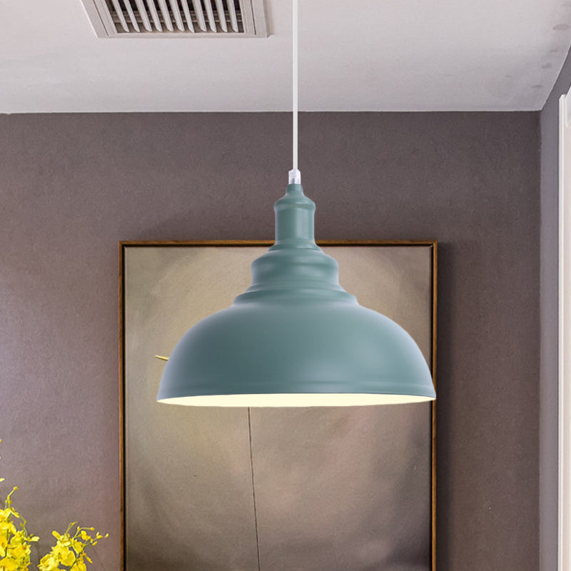 1 Bulb Bowl Hanging Fixture Industrial Stylish Pink/Yellow Metal Pendant Lamp for Living Room