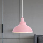 1 Bulb Bowl Hanging Fixture Industrial Stylish Pink/Yellow Metal Pendant Lamp for Living Room