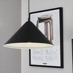 Nordic Cone Hanging Lamp Metal 1 Light Black/White/Red Pendant Light Fixture for Dining Room, 12.5"/16.5" Wide