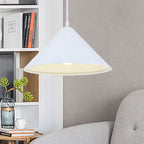 Nordic Cone Hanging Lamp Metal 1 Light Black/White/Red Pendant Light Fixture for Dining Room, 12.5"/16.5" Wide