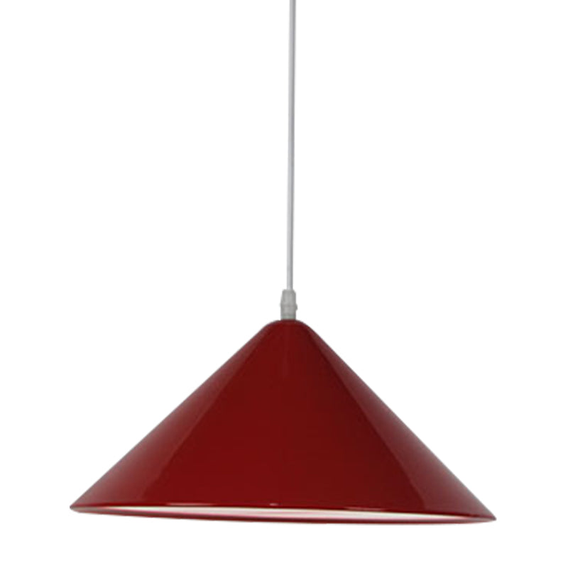Nordic Cone Hanging Lamp Metal 1 Light Black/White/Red Pendant Light Fixture for Dining Room, 12.5"/16.5" Wide